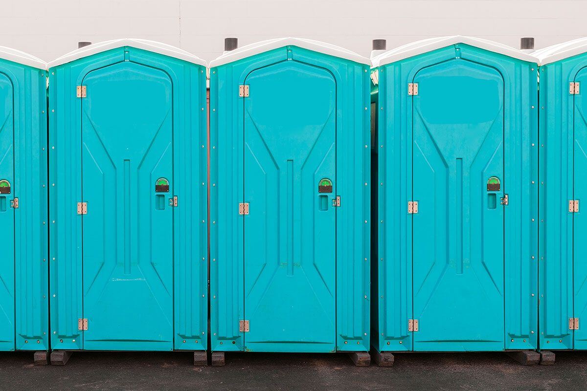Industrial portable restroom units at a plant in Jacksonville, Florida