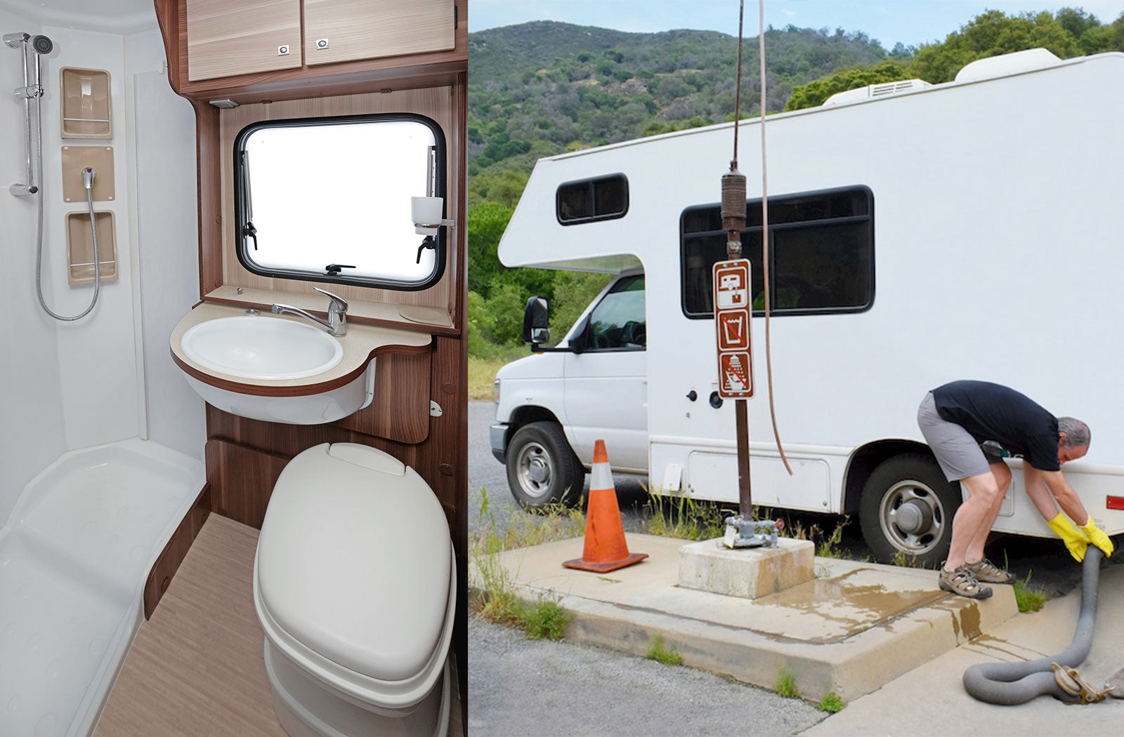 Portable RV/camper toilet and holding tank setup in Jacksonville, Florida