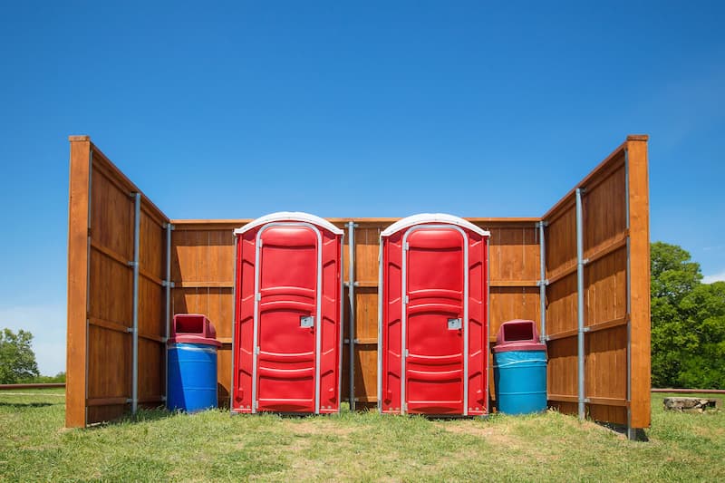 Short-term porta potty units staged for delivery in Jacksonville, Florida