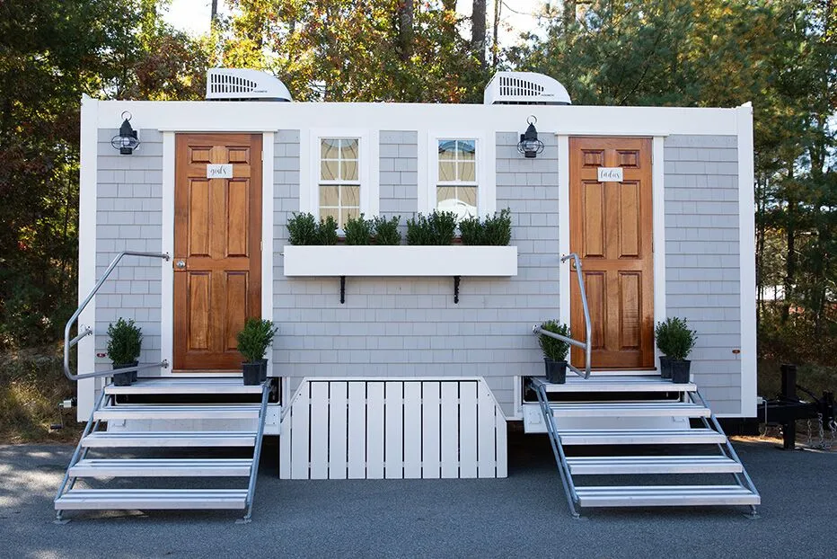 Wedding restroom units discretely staged at a venue in Jacksonville, Florida